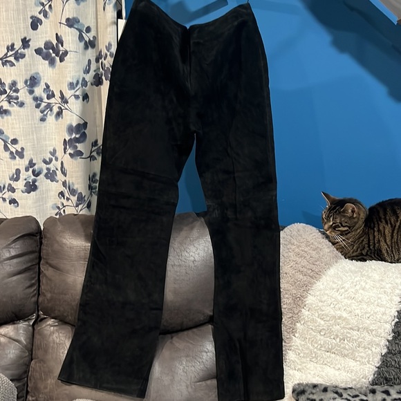 Vintage 100% Soft Black Leather/suede pants with liner - Picture 2 of 8
